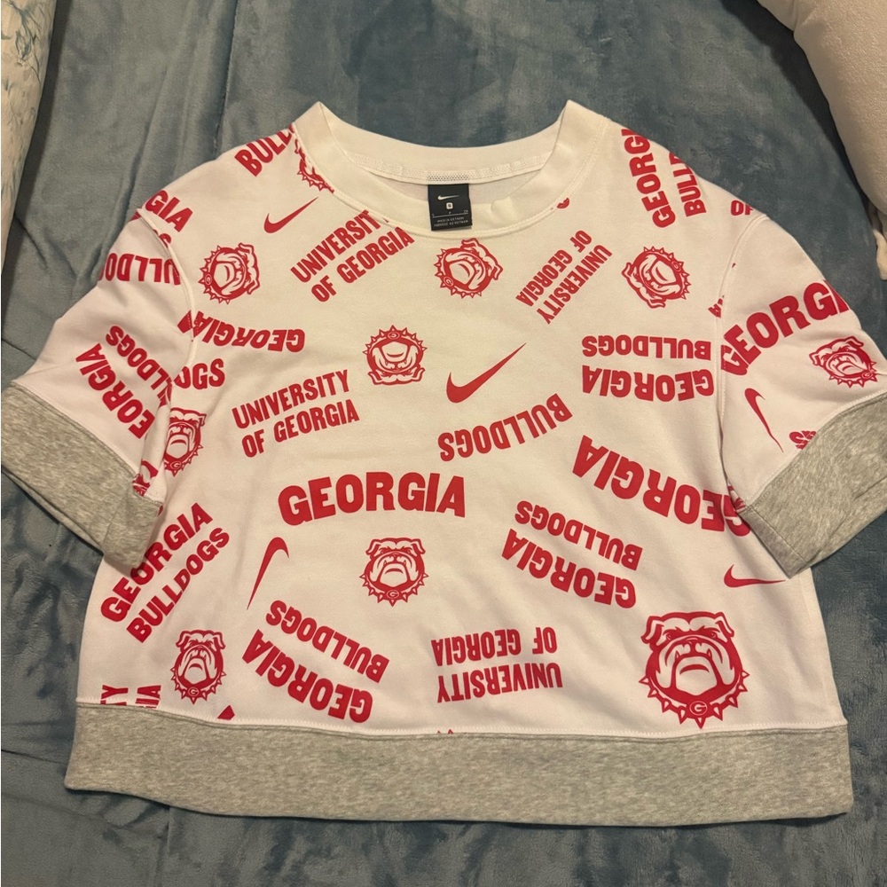 Womens Nike Georgia Bulldogs Allover Print Trend Cropped Tri-Blend T-Shirt